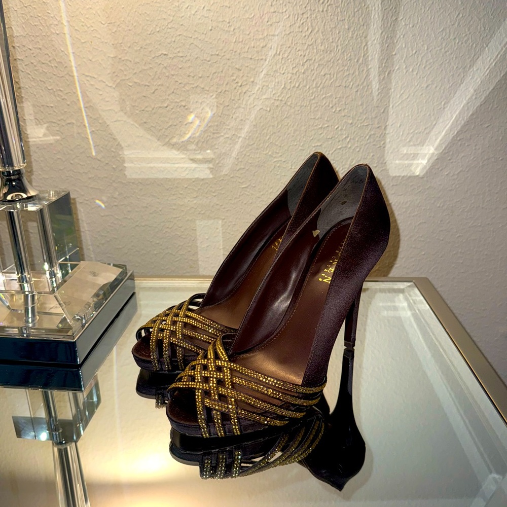 Rugby Ralph Lauren Brown and Gold Heels